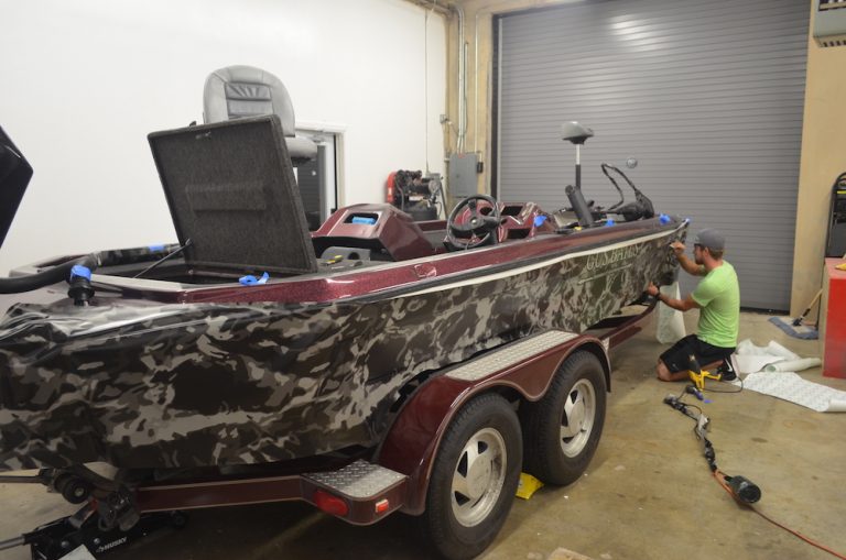 Camouflage Fishing Boat Wrap - Boat Wraps in Fort Worth - Armour Wraps