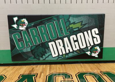 custom wall pad grpahics in carroll gym