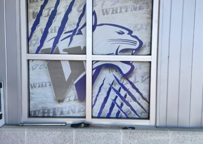 custom window graphics, weight room whitney high school