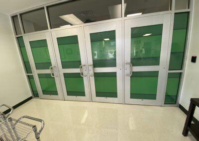 custom window graphics to create privacy for main office at school