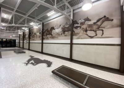 large custom wall graphic for school branidng on a new construction school build