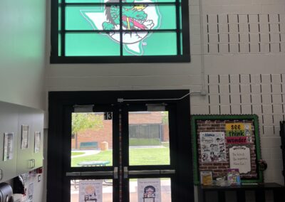 custom window graphic frosted film looks liek stained glass